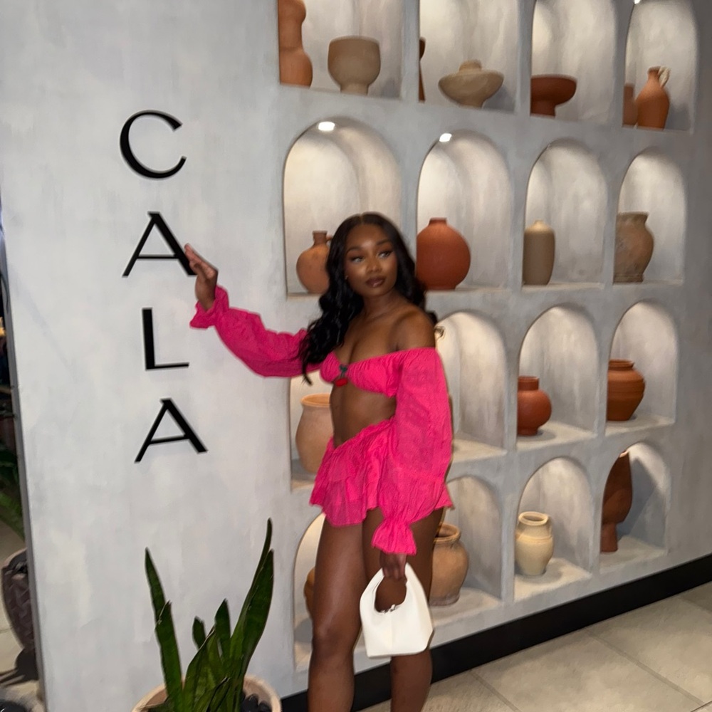 Hot Pink Two-Piece Off-Shoulder Set